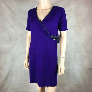 Ralph Lauren Stretch Purple Faux Wrap Dress MEDIUM